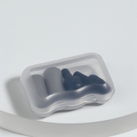 Беруши, 3&times;1.3 см, в футляре, набор - 2 пары, силиконовые, чёрный/серый