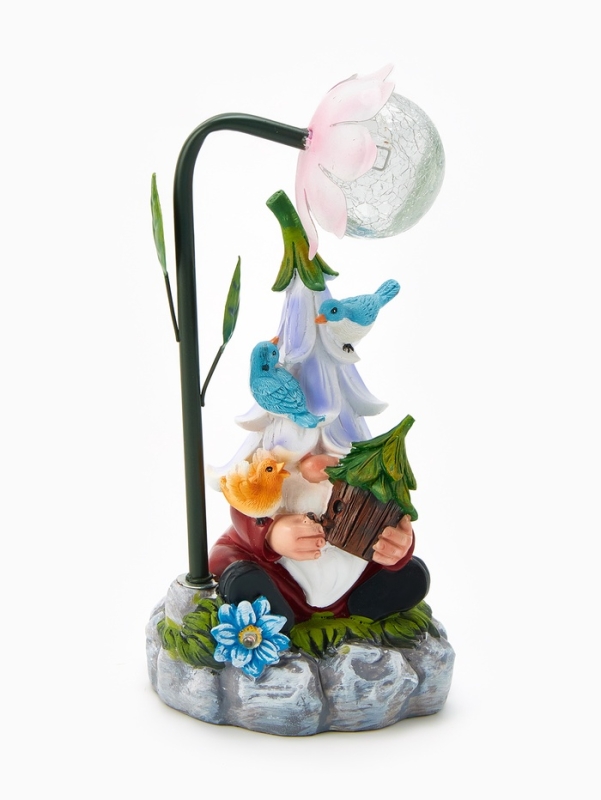 Садовая фигура "Гном лесничий", 14х12х25 см, с подсветкой