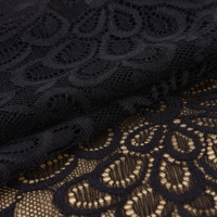 Кружевная эластичная ткань, 185 мм &times; 2,7 &plusmn; 0,5 м, цвет чёрный