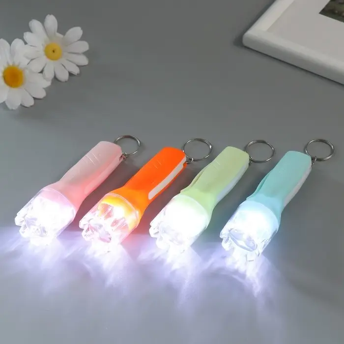 Фонарик брелок для ключей на кольце &laquo;Галочки&raquo;, светит, LR41&times;3 шт., 2.6&times;2.6&times;9.5 см, МИКС