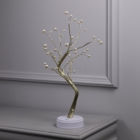 Светодиодный куст &laquo;Жемчужины золотистые&raquo; 45 см, 36 LED, постоянное свечение, батарейки ААх3 (не в комплекте), USB, свечение тёплое белое