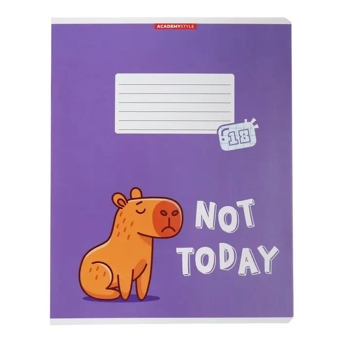 Тетрадь 18 листов в клетку "Капибара", обложка мелованный картон, ВД-лак, блок 60 г/м2, 5 видов, МИКС