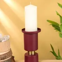 Подсвечник на 1 свечу текстурный "Баклажановый" 10,5х10,5х19 см