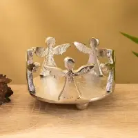 Подсвечник со стеклом "Ангелочки" алюминий 11х11х11 см