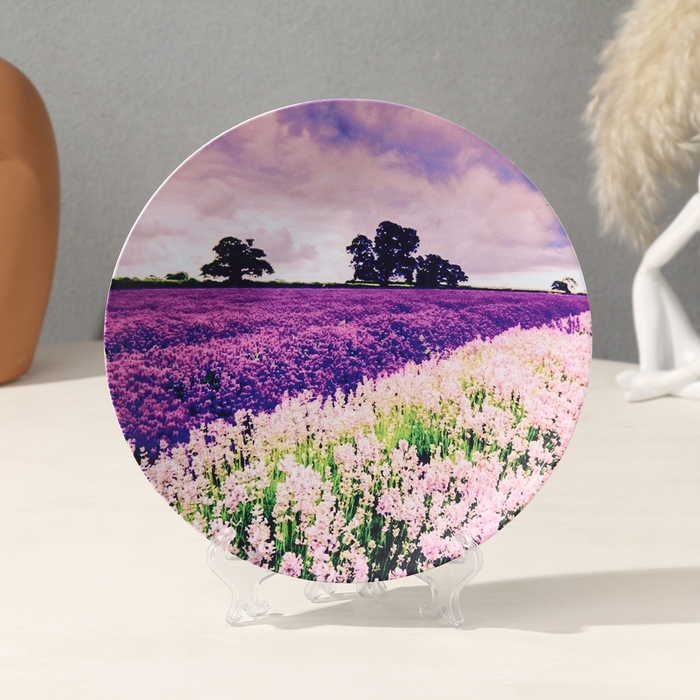 Тарелка декоративная &laquo;Лавандовое поле&raquo;, с рисунком на холсте, D = 19,5 см