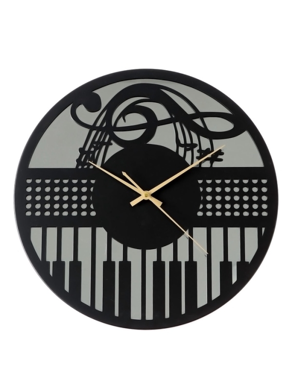 Часы настенные интерьерные &laquo;Пианино&raquo;, плавный ход, d-40 см, с зеркалом