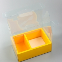 Коробка с PVC для цветов и десертов 26 х 18 х 30 см, желтый