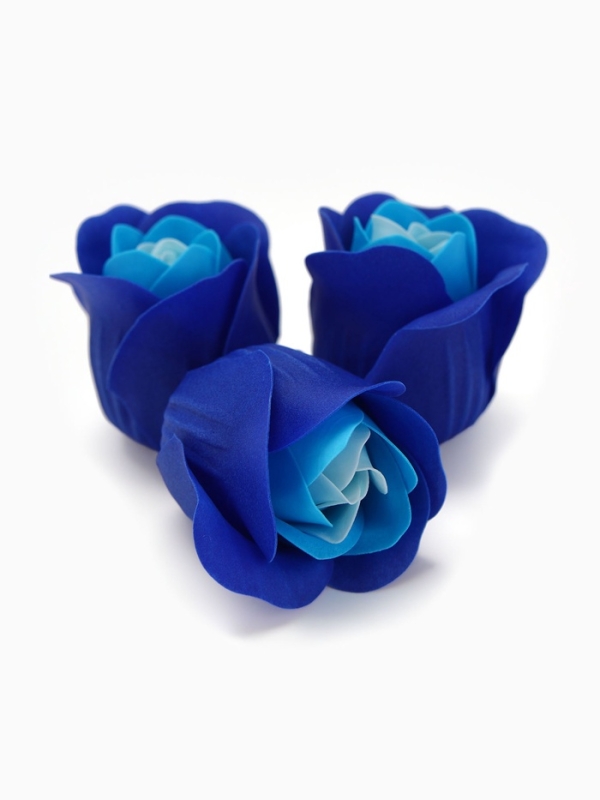 Набор мыльных роз в коробке 8 штук, бирюзово-белые с зайчиком