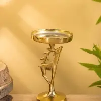 Подсвечник "Олененок" 10х10х17 см, алюминий, золотой