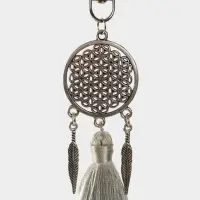 Брелок-кисточка "Ловец снов" 17 см, цв. серебристый