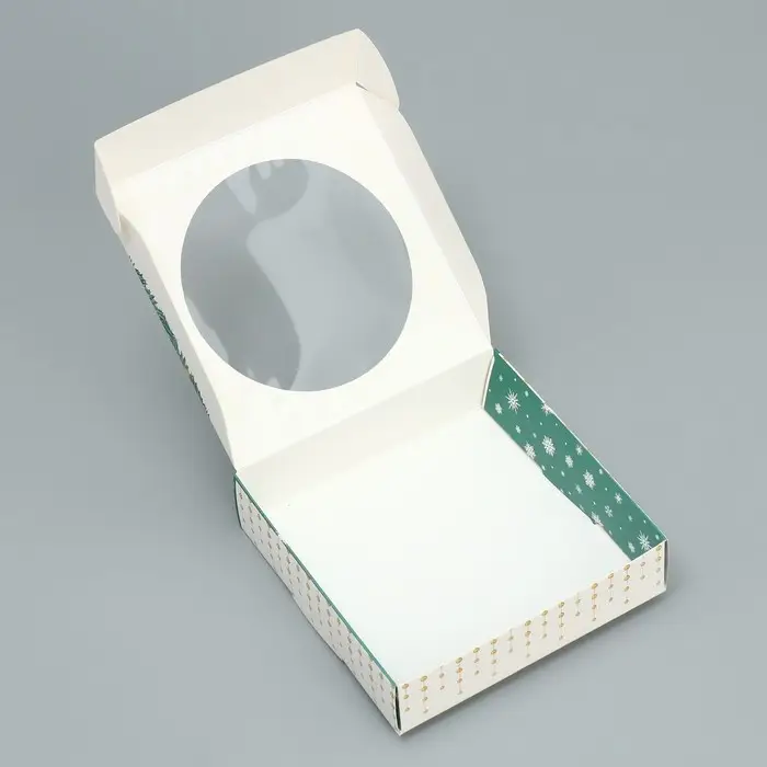 Коробка для макарун с низкими бортами &laquo;С Новым годом!&raquo;, 11&times;11&times;3 см