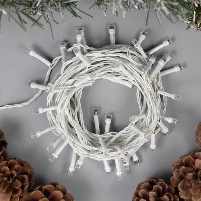 Гирлянда &laquo;Нить&raquo; 5 м, IP20, белая нить, 50 LED, свечение белое, 8 режимов, 220 В