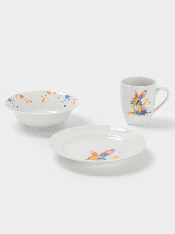 Набор посуды 3 предм. Зайка Цветной И.У.