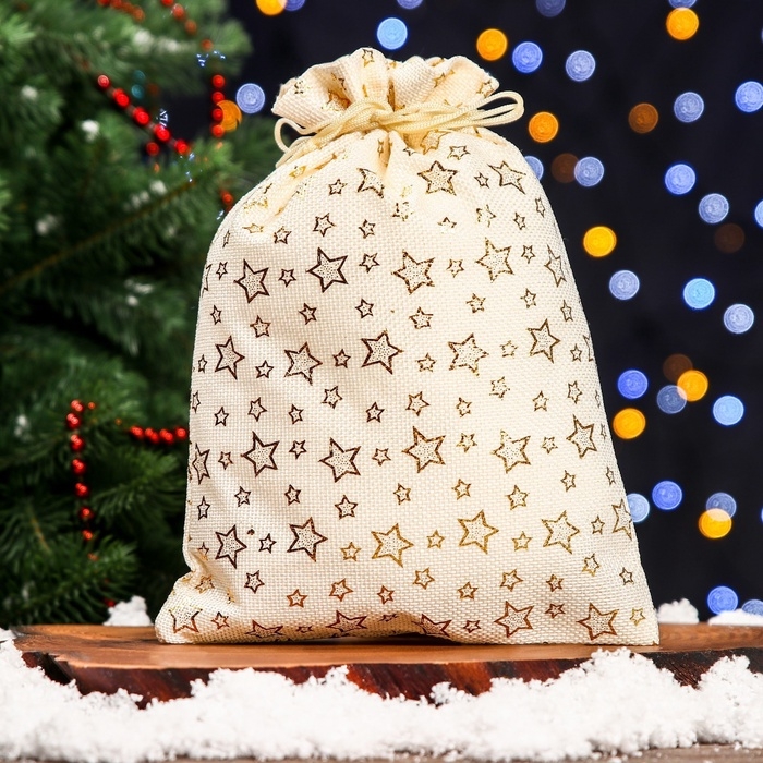 Мешочек подарочный из холщи &ldquo;Звезды", 20х28 см   9791283 набор 5шт