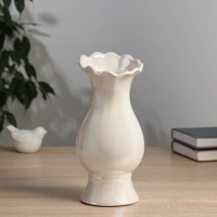 Керамическая ваза для цветов, сухоцветов &laquo;Филикс&raquo;, настольная, d отв.- 6 см, 22.5&times;9 см, белый