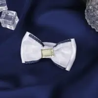 Резинка для волос &laquo;Школьница&raquo;, двойной, клетка, 7 см, сине-белая