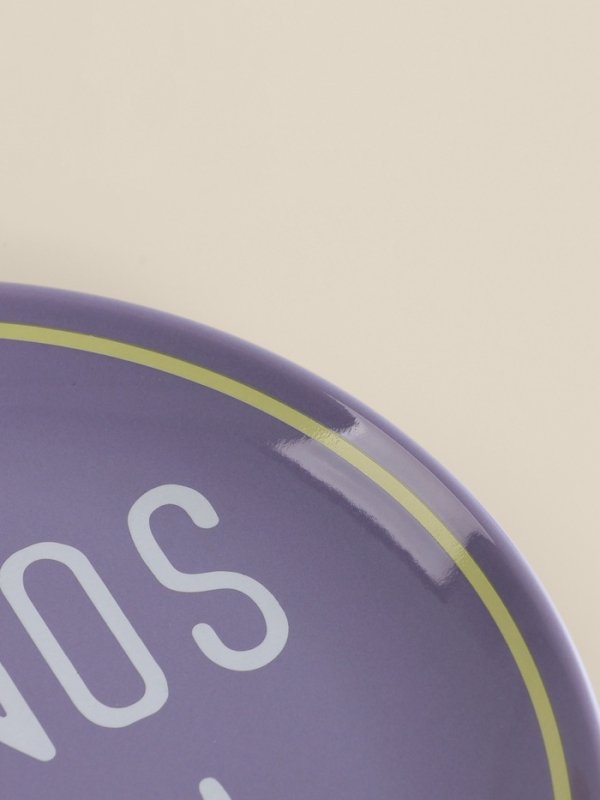 Тарелки SL Home &laquo;Уроки испанского: &iexcl;Hasta ma&ntilde;ana - Buenos dias&raquo;, d=22 см, набор 2 шт., фарфор, белые, фиолетовые