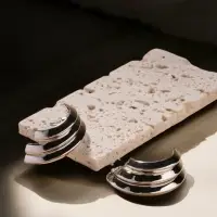 Серьги металл "Трио" на увеличение, цвет серебро