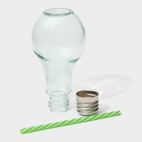 Бокал стеклянный для коктейля Доляна «Лампочка», 500 мл, с трубочкой, откручивающаяся крышка Бокал стеклянный для коктейля Доляна «Лампочка», 500 мл, с трубочкой, откручивающаяся крышка