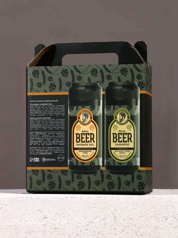 Подарочный набор косметики Real Beer, гель для душа и шампунь для волос HARD LINE, 2×400 Подарочный набор косметики Real Beer, гель для душа и шампунь для волос HARD LINE, 2×400