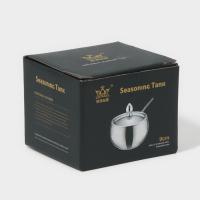 Сахарница из нержавеющей стали с крышкой и ложкой Доляна, 250 мл, 8,5&times;10 см, цвет серебряный