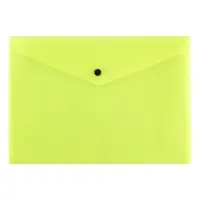 Папка-конверт на кнопке А4, 180 мкм, Calligrata Neon, полупрозрачная, неон желтый