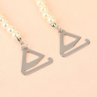 Бретели декоративные с жемчугом, фурнитура металл, 5 мм, 45 см, пара, цвет белый Бретели декоративные с жемчугом, фурнитура металл, 5 мм, 45 см, пара, цвет белый