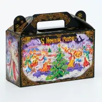 Подарочная коробка Новогодняя Подарочек малый &laquo;Зимние забавы&raquo; 17.5&times;7&times;10.5 см