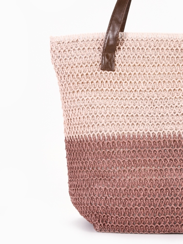 Сумка пляжная Полосы, 45*12*38, отд на молнии, подкладка, пудра/розовый Сумка пляжная Полосы, 45*12*38, отд на молнии, подкладка, пудра/розовый