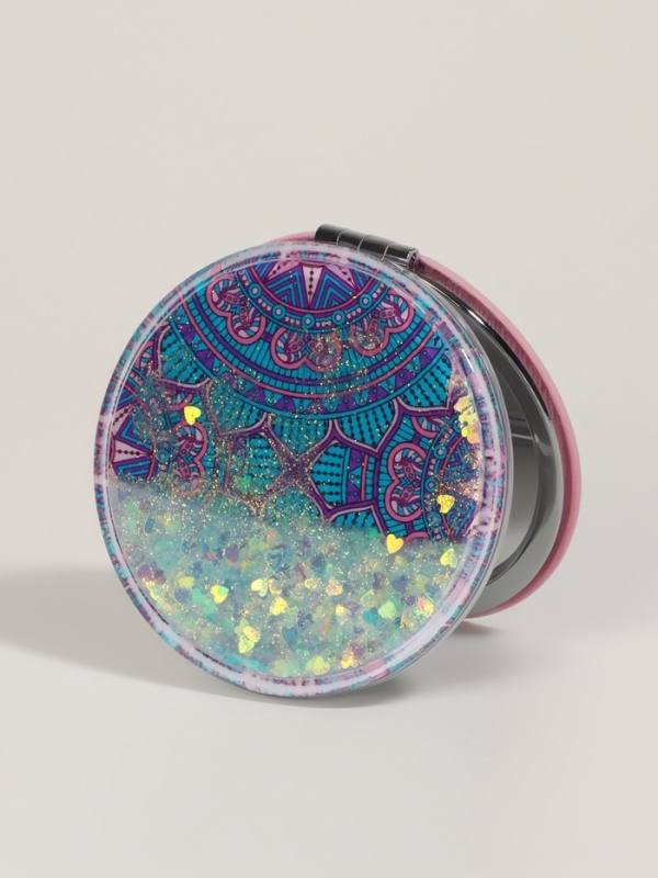 Зеркало складное &laquo;Мандала&raquo;, d = 7,2 см, с увеличением, цвет МИКС