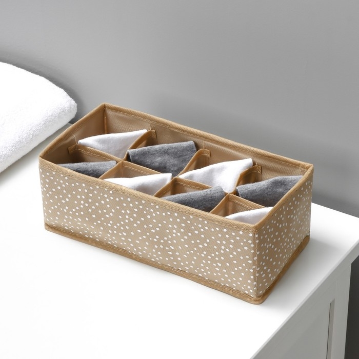 Органайзер для хранения белья Доляна Points, 8 ячеек, 28&times;14&times;10 см, цвет бежевый