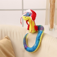 Мягкая игрушка &laquo;Змея&raquo;, в шапке ушанке, 15 см, цвет синий