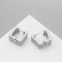 Серьги металл &laquo;Аккорд&raquo; орнамент, квадрат, цвет серебро