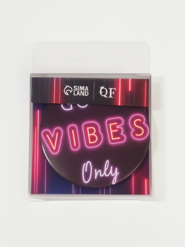 Зеркало (1) б/увел GRL PWR d7см металл/бумага good vibes PVC/короб QF