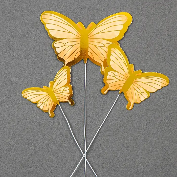 Топпер для торта &laquo;Бабочки&raquo;, 10 шт., золотистый