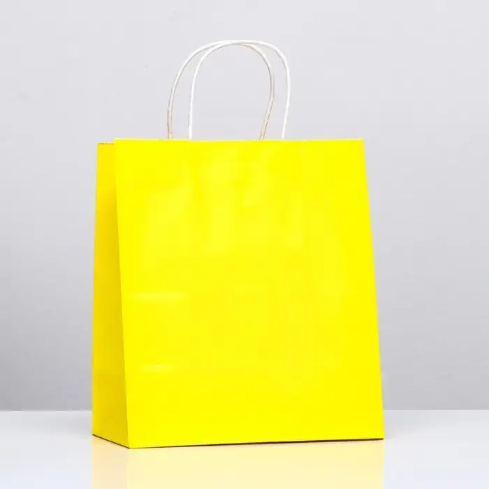 Пакет крафт &laquo;Радуга&raquo;, жёлтый, 22&times;12&times;25 см, 150 г/м&sup2;