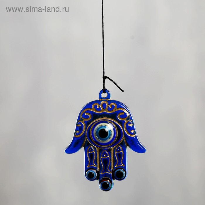 Музыка ветра металл, пластик "Ладонь с талисманом" 5 трубок 6 рук 50х8,5х8,5 см