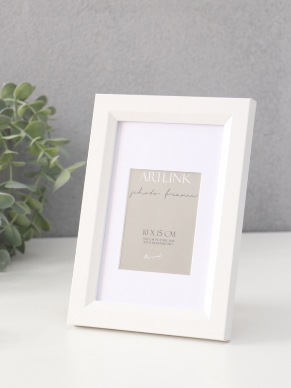 Фоторамка МДФ "Anna" 10х15 см, с паспарту (7х10 см), белый (пластиковый экран)