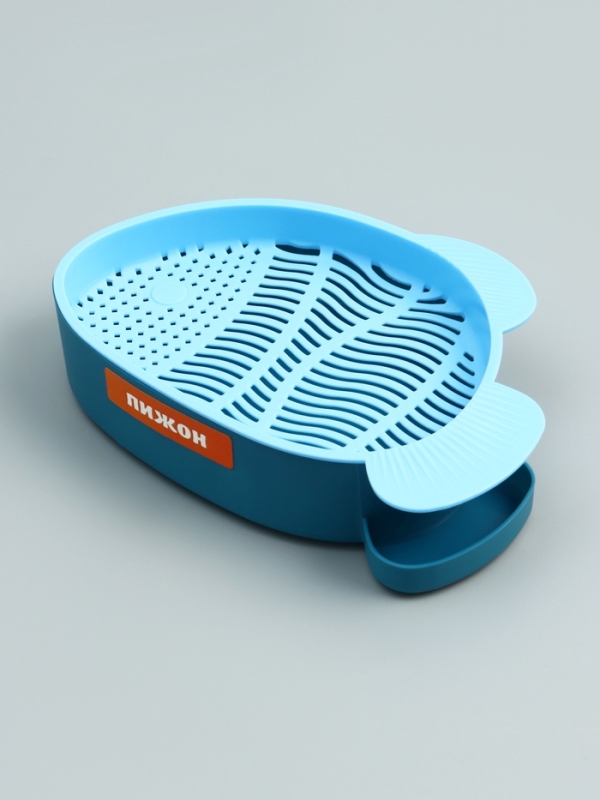 Проращиватель травы кошкам "Рыбка", с семенами, 18 х 12 х 4 см, синий/голубой