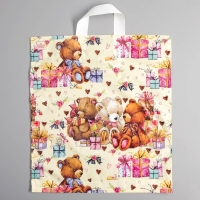 Пакет &laquo;Мишки с подарками&raquo;, полиэтиленовый с петлевой ручкой, 42&times;38 см, 33 мкм