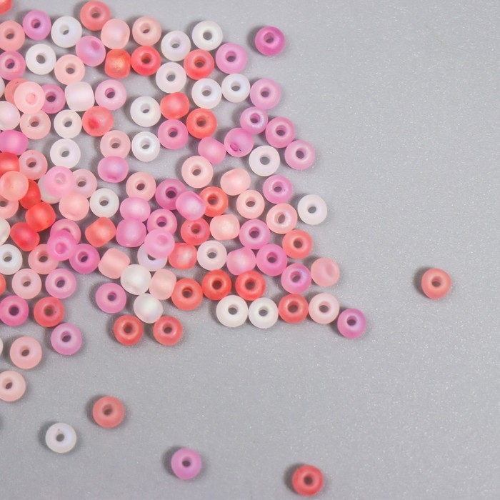 Бисер стекло 8/0 "Матовый полупрозрачный. Меланж красный" 10 гр