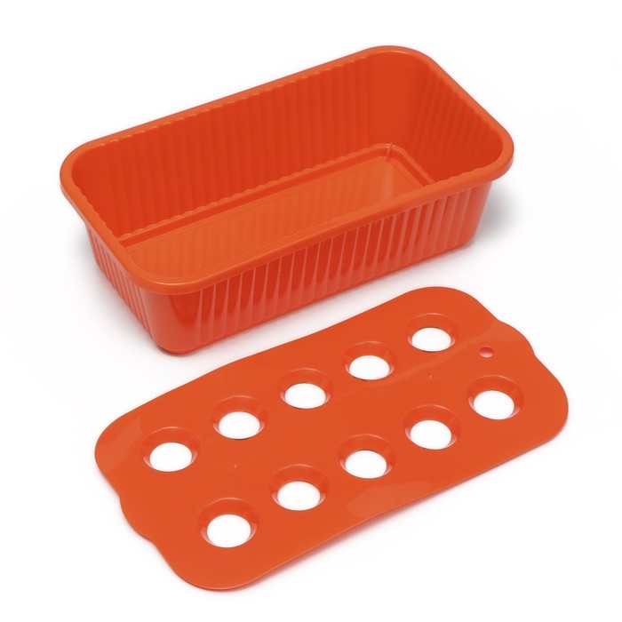 Ящик для выращивания зелёного лука, 29 &times; 16 &times; 8,5 см, 2,5 л, 10 лунок, пластик, оранжевый, Greengo