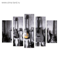 Модульная картина "Коллекция гитар" (2-23х52; 2-24х70; 1-24х80) 120х80см