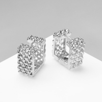 Серьги металл &laquo;Аккорд&raquo; орнамент, квадрат, цвет серебро