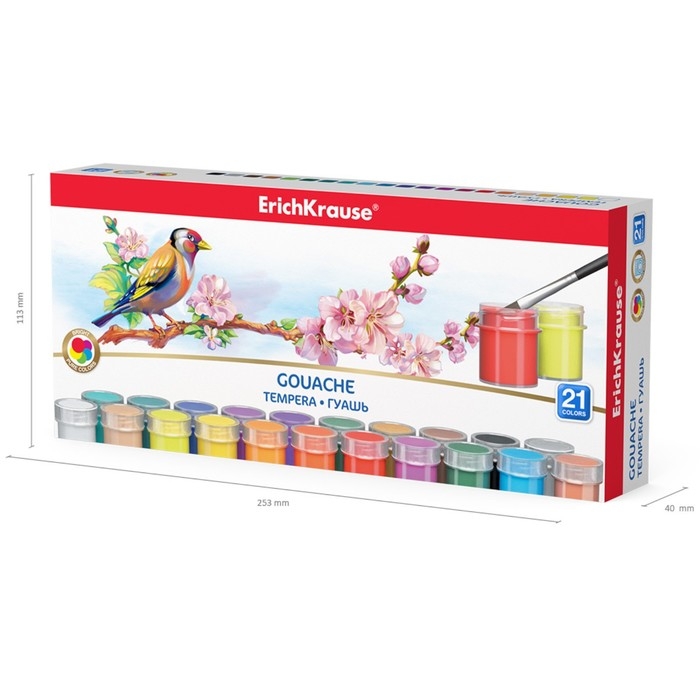 Гуашь ErichKrause, 21 цвет по 20 мл