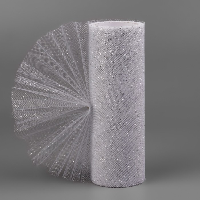 Фатин с глиттером, 15 см, 11 &plusmn; 1 г/кв.м, 9 &plusmn; 0,5 м, цвет серебряный №06