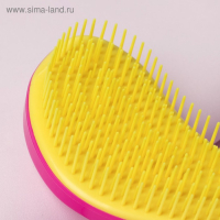 Расчёска массажная, 6 &times; 14,5 см, PVC коробка, цвет розовый/жёлтый