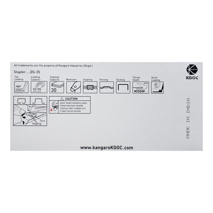 Степлер №24-26/6 на 30 листов Kangaro DS-35, металлический, микс