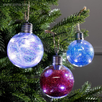 Набор ёлочных шаров &laquo;Мишура цветная&raquo; 3 шт., батарейки, 5 LED, свечение белое