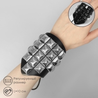 Браслет кожа &laquo;Манжета&raquo; с квадратными шипами, цвет чёрно-серебряный